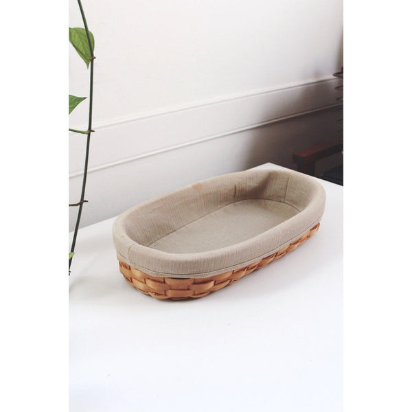 Vintage Oval Hand Woven Wood Splint Bread Basket, Storage Tray - Rustic, Farmhouse, Cottagecore