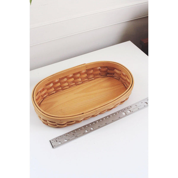 Vintage Oval Hand Woven Wood Splint Bread Basket, Storage Tray - Rustic, Farmhouse, Cottagecore