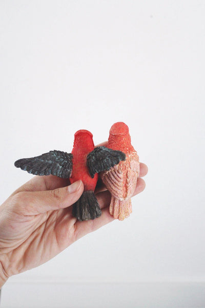 Vintage Resin Red Bird Figurines Decorations Tanager Cardinal Miniatures