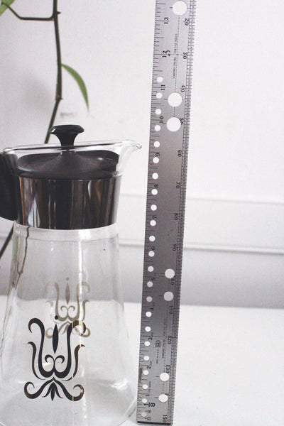 Vintage Pyrex Coffee Carafe Pot Glass Mid Century Modern Gold Fleur De Lis