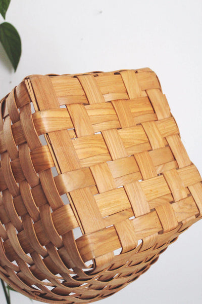 Woven Wooden Basket For Storage Or Decoration - Vintage Farmhouse Style - 12" Diameter X 7" Height