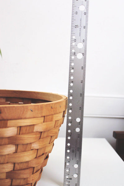 Woven Wooden Basket For Storage Or Decoration - Vintage Farmhouse Style - 12" Diameter X 7" Height