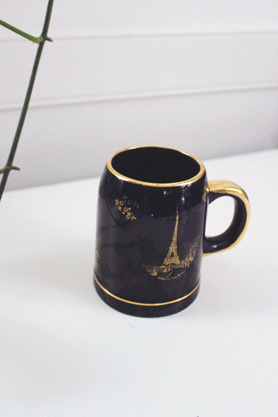 Vintage Limoges Cobalt Blue Tankard Mug Porcelain Souvenir Paris Eiffel Tower
