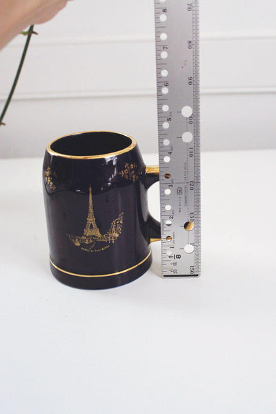 Vintage Limoges Cobalt Blue Tankard Mug Porcelain Souvenir Paris Eiffel Tower