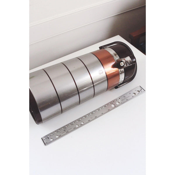 Vintage Peacock Vacuum Airpot - Japan Stainless Steel Coffee Thermos - Copper Accents, Handle