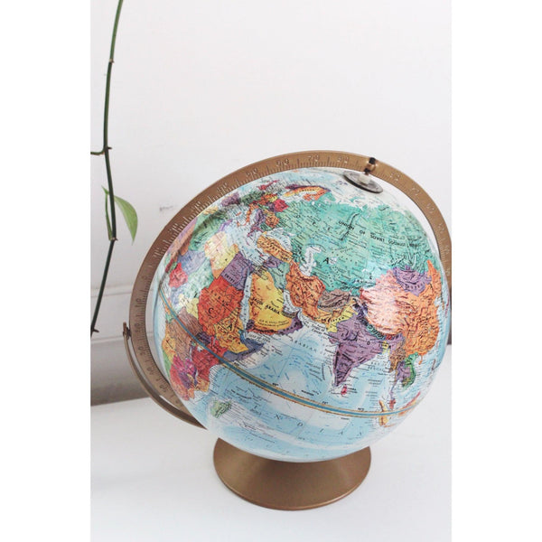 Vintage Globe Replogle World Nation Series 12-Inch With Metal Stand & Raised Relief