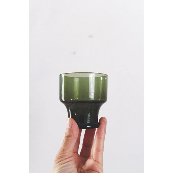 Vintage Green Glasses Set Of 8 - Mid-Century Modern Drinkware - Tall Tumblers, Small Goblets