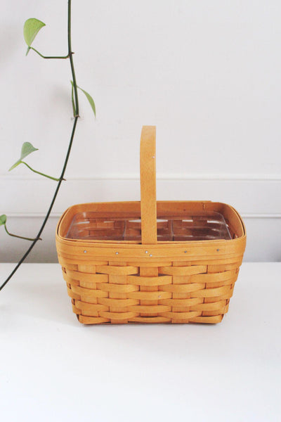 Vintage Longaberger Basket Picnic Market Handwoven Insert Dresden Ohio USA 2002