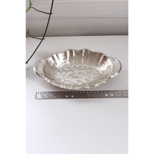Vintage Silver-Plated Handled Oval Serving Tray Trinket Dish Scalloped Edge - WMF Ikora