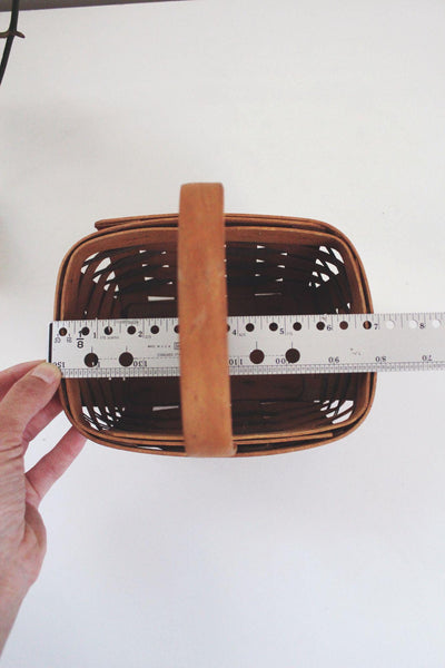 Longaberger Small Mini Handwoven Vintage Basket Handle 1990 USA Wooden Chore