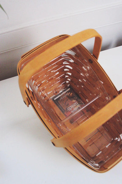 Vintage Longaberger Vegetable Basket 2002 Handwoven Liner Double Handles USA