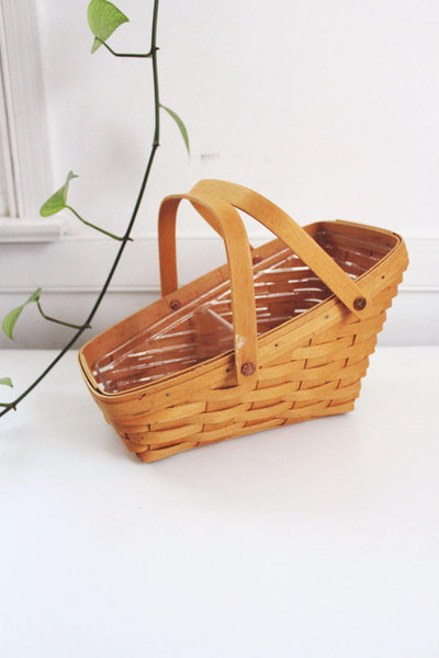 Vintage Longaberger Vegetable Basket 2002 Handwoven Liner Double Handles USA