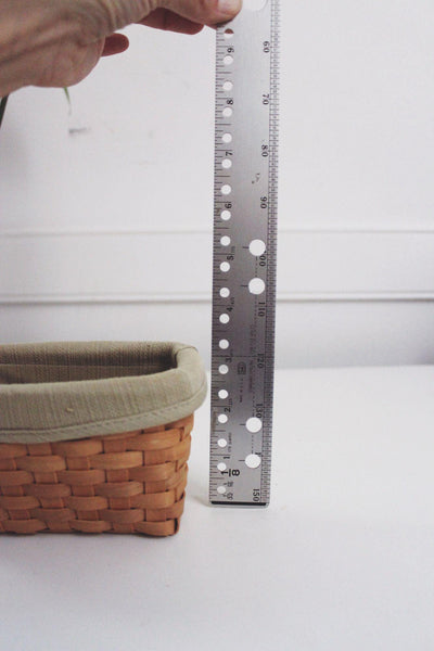 Vintage Small Mini Woven Basket Fabric Liner Taskets Condiment Wooden Woven