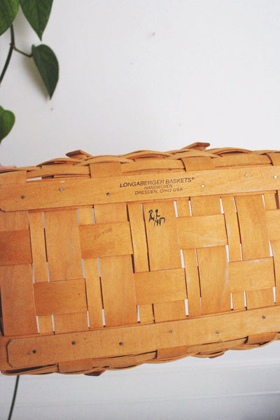 Longaberger Handwoven Rectangle Gathering Basket Vintage 1997 Double Handles USA