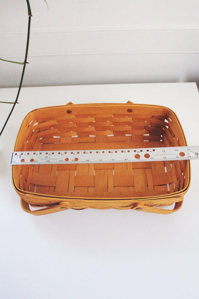 Longaberger Handwoven Rectangle Gathering Basket Vintage 1997 Double Handles USA