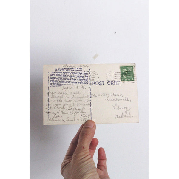Vintage Starvation Peak Postcard Santa Fe Trail New Mexico 1946 Postmarked Scenic Landscape