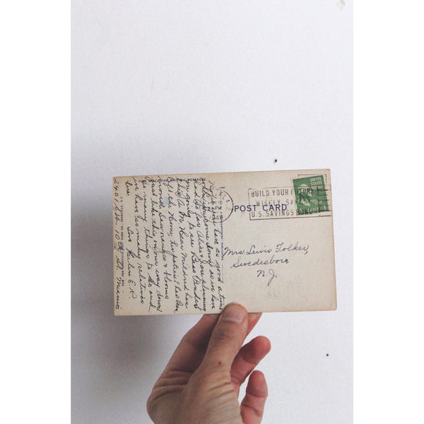 Vintage Florida Postcard Oranges & Blossoms With Handwritten Note Stamp