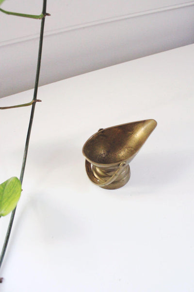 Vintage Small Mini Brass Coal Scuttle Trinket Dish Planter Engraved Ornate