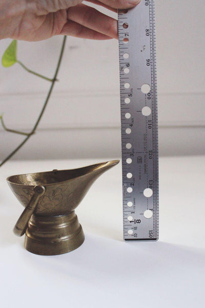 Vintage Small Mini Brass Coal Scuttle Trinket Dish Planter Engraved Ornate