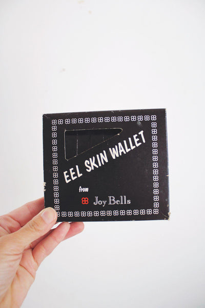 Vintgage Joy Bells Eel Skin Wallet Original Box New Old Stock Leather Korea NOS Black
