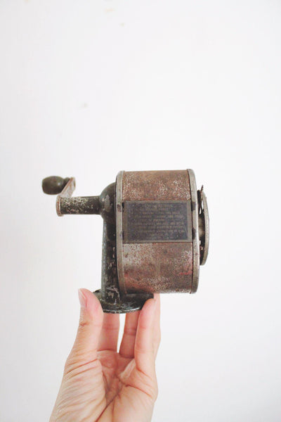 Vintage Boston Manual Pencil Sharpener Wall-Mount Metal Office Tool Mid Century