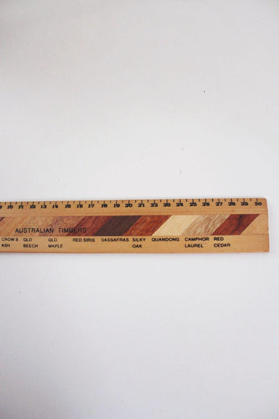 Vintage Australian Timber Wooden Ruler 30cm Souvenir Inlay Olympics Mid Century