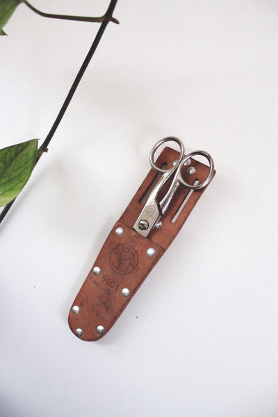 Vintage Wiss Scissors With Klein Tools 5101 Leather Sheath - Made In USA