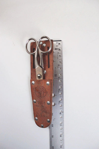 Vintage Wiss Scissors With Klein Tools 5101 Leather Sheath - Made In USA