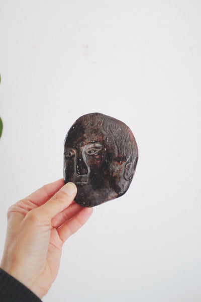 Vintage Sculptural Figural Wall Hanging Art Plaques Studio Pottery Ancient Rustic