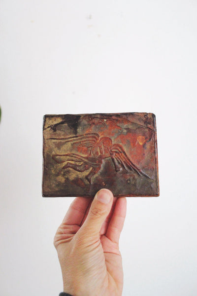 Vintage Sculptural Figural Wall Hanging Art Plaques Studio Pottery Ancient Rustic