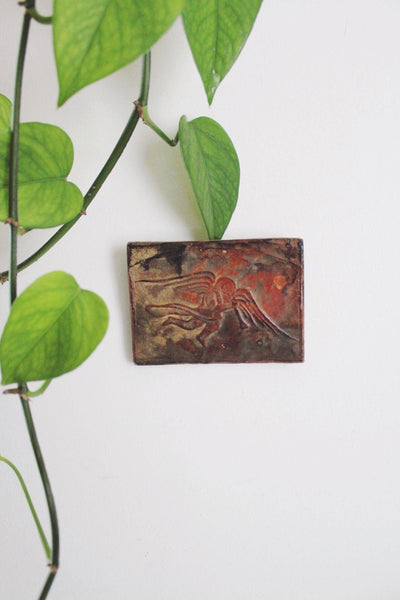 Vintage Sculptural Figural Wall Hanging Art Plaques Studio Pottery Ancient Rustic