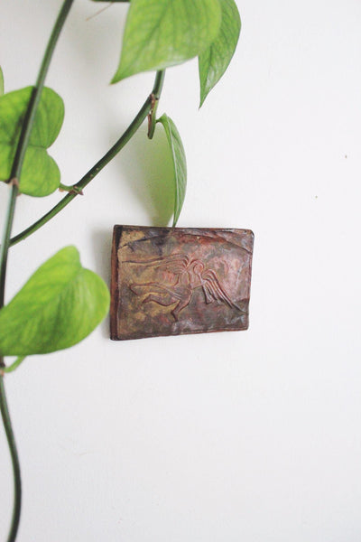 Vintage Sculptural Figural Wall Hanging Art Plaques Studio Pottery Ancient Rustic