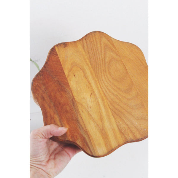 Vintage Scalloped Wooden Collapsible With - Fruit Bowl, Home Decor