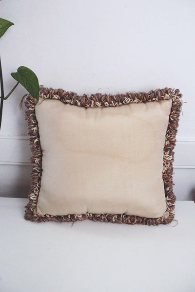 Vintage Tapestry Throw Pillow Fringe 12" Patchwork Boho Hand Woven Oriental