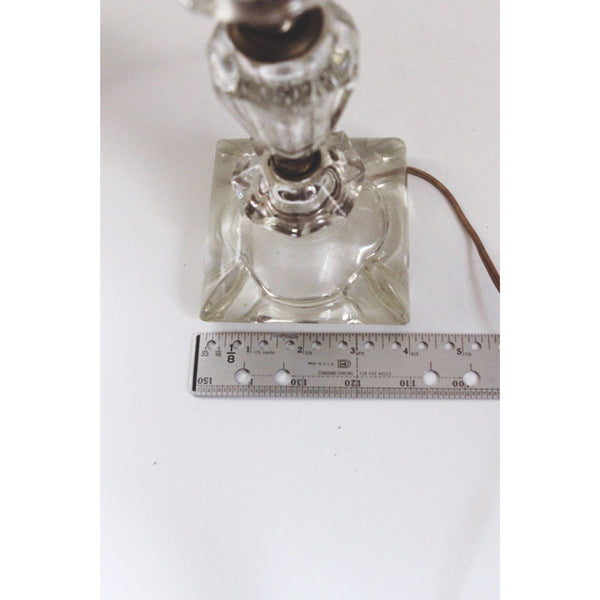 Vintage Faceted Glass Table Lamp - Mid Century Modern, Geometric Art Deco Style