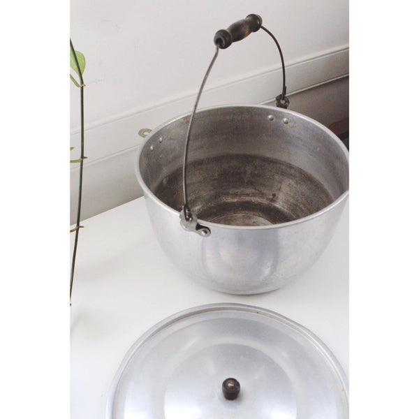 Vintage Jewel Aluminum Pot With Lid & Wooden Handle - Made In Ohio USA