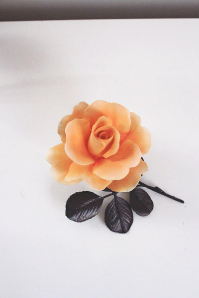Vintage Royal Worcester Roses of Honour Bronze Porcelain Peach Rose Flower