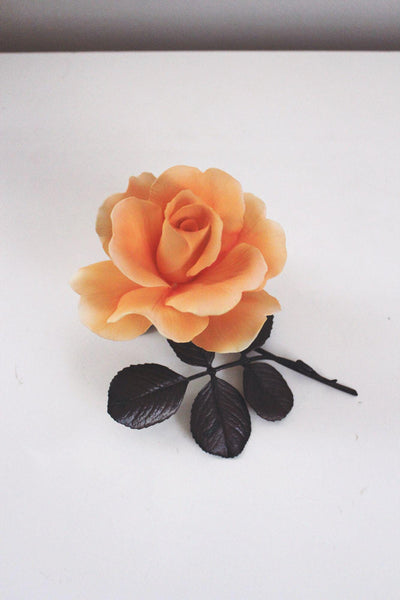 Vintage Royal Worcester Roses of Honour Bronze Porcelain Peach Rose Flower