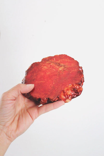 Vintage Hand Carved Ashtray Stone Alabaster Marble Carnelian Mid Century Rustic Handmade