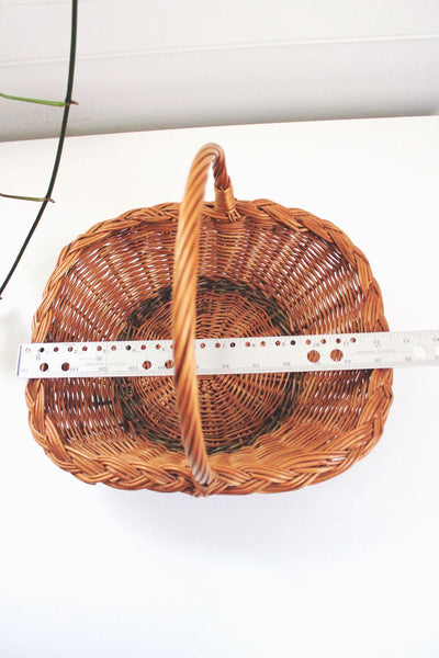 Vintage Handwoven Wicker Basket Rattan Rustic Farmhouse Decor Storage