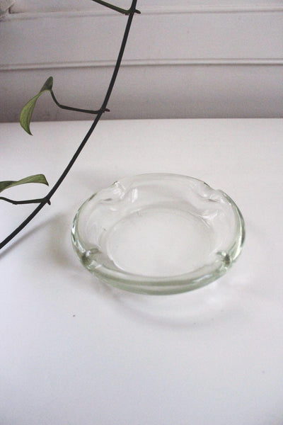 Clear Glass Vintage Ashtray Trinket Dish Catchall Mid Century Modern Retro