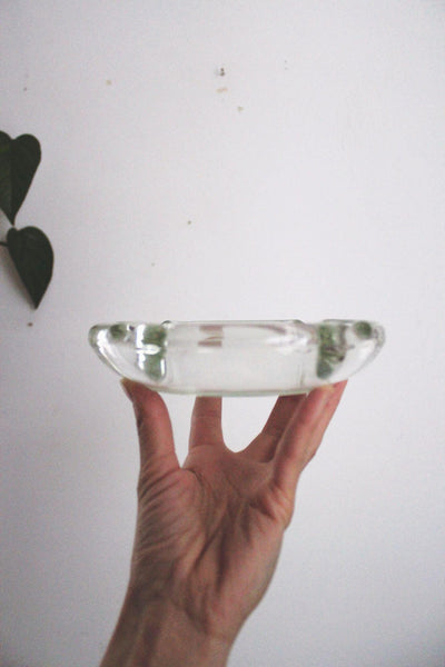 Clear Glass Vintage Ashtray Trinket Dish Catchall Mid Century Modern Retro