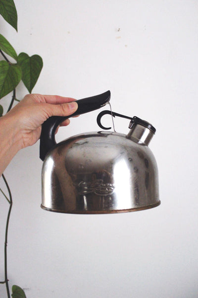 Vintage Paul Revere Ware 1801 Whistling Tea Kettle Stainless Steel Copper Retro