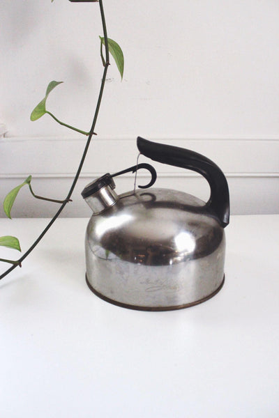 Vintage Paul Revere Ware 1801 Whistling Tea Kettle Stainless Steel Copper Retro