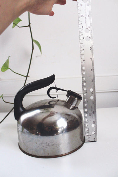 Vintage Paul Revere Ware 1801 Whistling Tea Kettle Stainless Steel Copper Retro