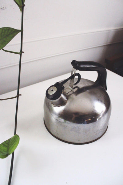 Vintage Paul Revere Ware 1801 Whistling Tea Kettle Stainless Steel Copper Retro