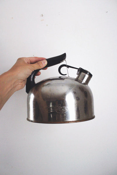 Vintage Paul Revere Ware 1801 Whistling Tea Kettle Stainless Steel Copper Retro