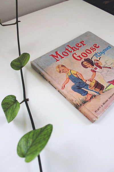 Mother Goose Nursery Rhymes Childrens Book 1950s Vintage Platt & Munk Publishers