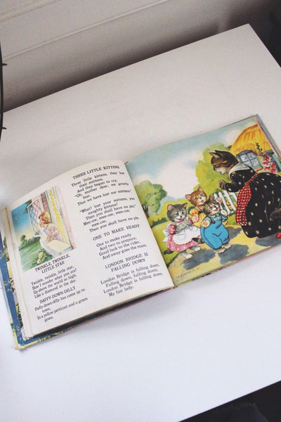Mother Goose Nursery Rhymes Childrens Book 1950s Vintage Platt & Munk Publishers