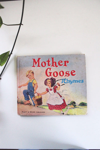 Mother Goose Nursery Rhymes Childrens Book 1950s Vintage Platt & Munk Publishers